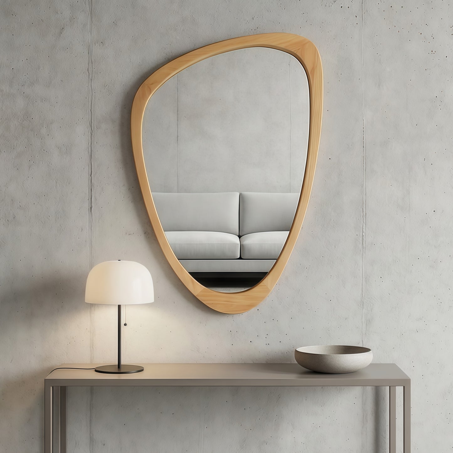 20"x30" Irregular Solid Wood Frame Decorative Mirror - Oak