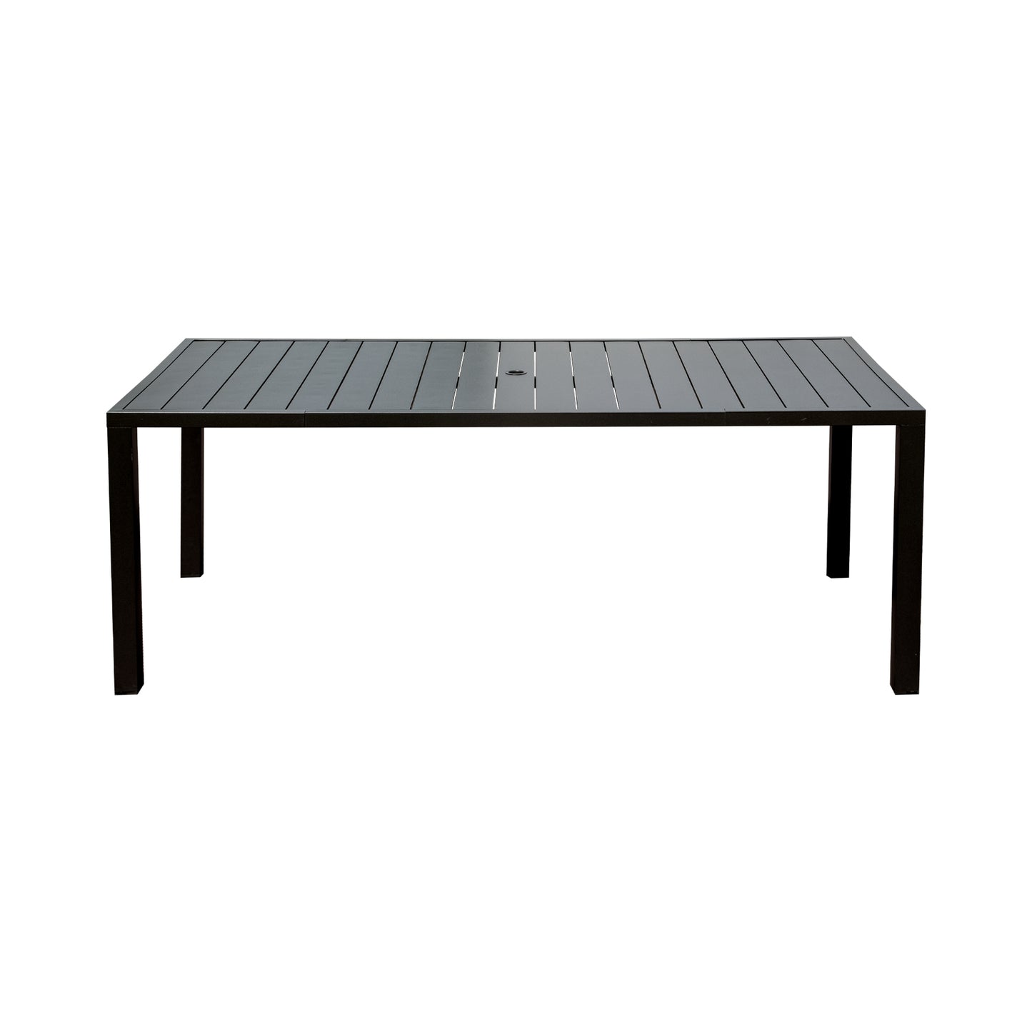 Outdoor Dining Table For 8 Person,Square Slatted Metal Patio Deck