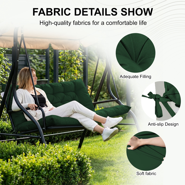 70-Inch Waterproof Porch Swing Cushion Replacement - Dark Green