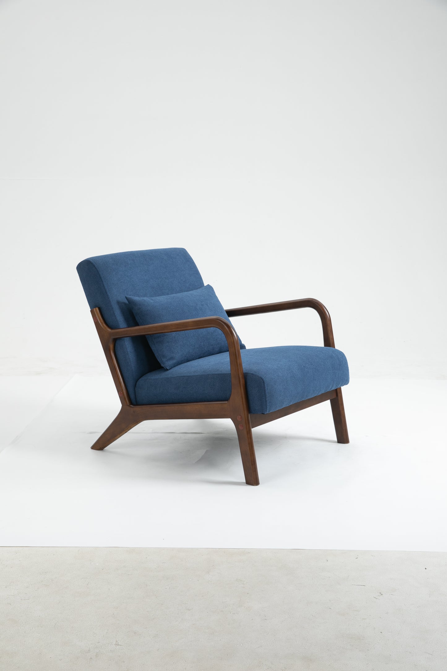 Mid Century Modern Accent Chair - Blue Upholstered Armchair