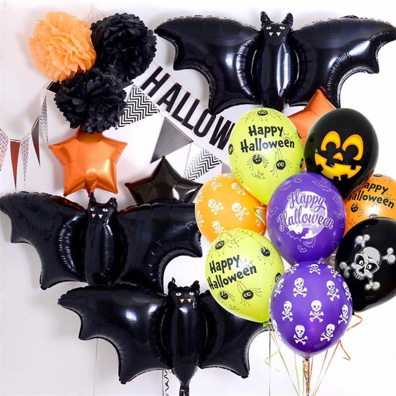 Halloween Balloon Set - 35 Latex Decorative Balloons with Ribbons