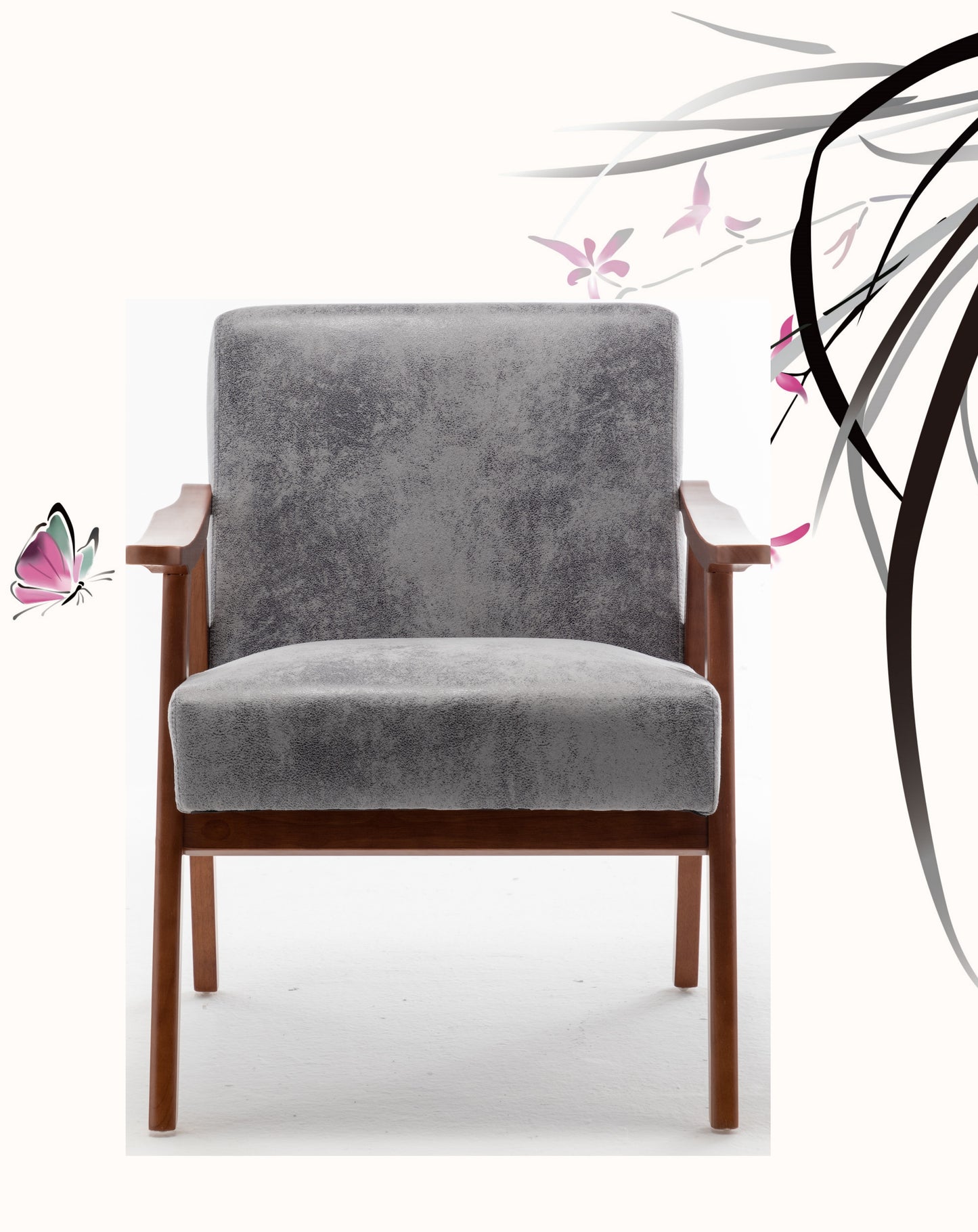 Accent Chair With Microfiber Upholstery And Solid Wood Frame, Classic