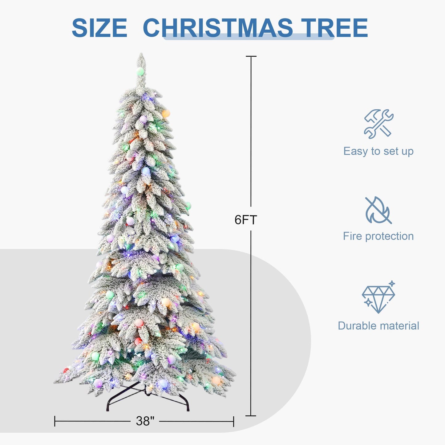 Pre-Lit Snow-Flocked Christmas Tree for Festive Home Decoration