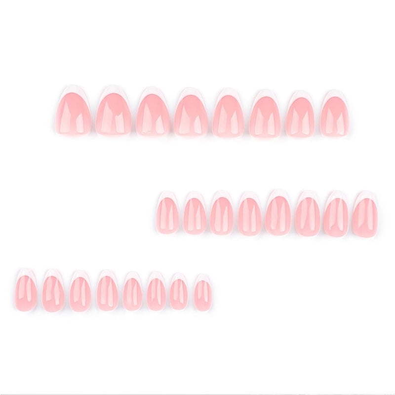 24-Piece Short Almond Press-On Nails - Minimalist French Tip Oval Set