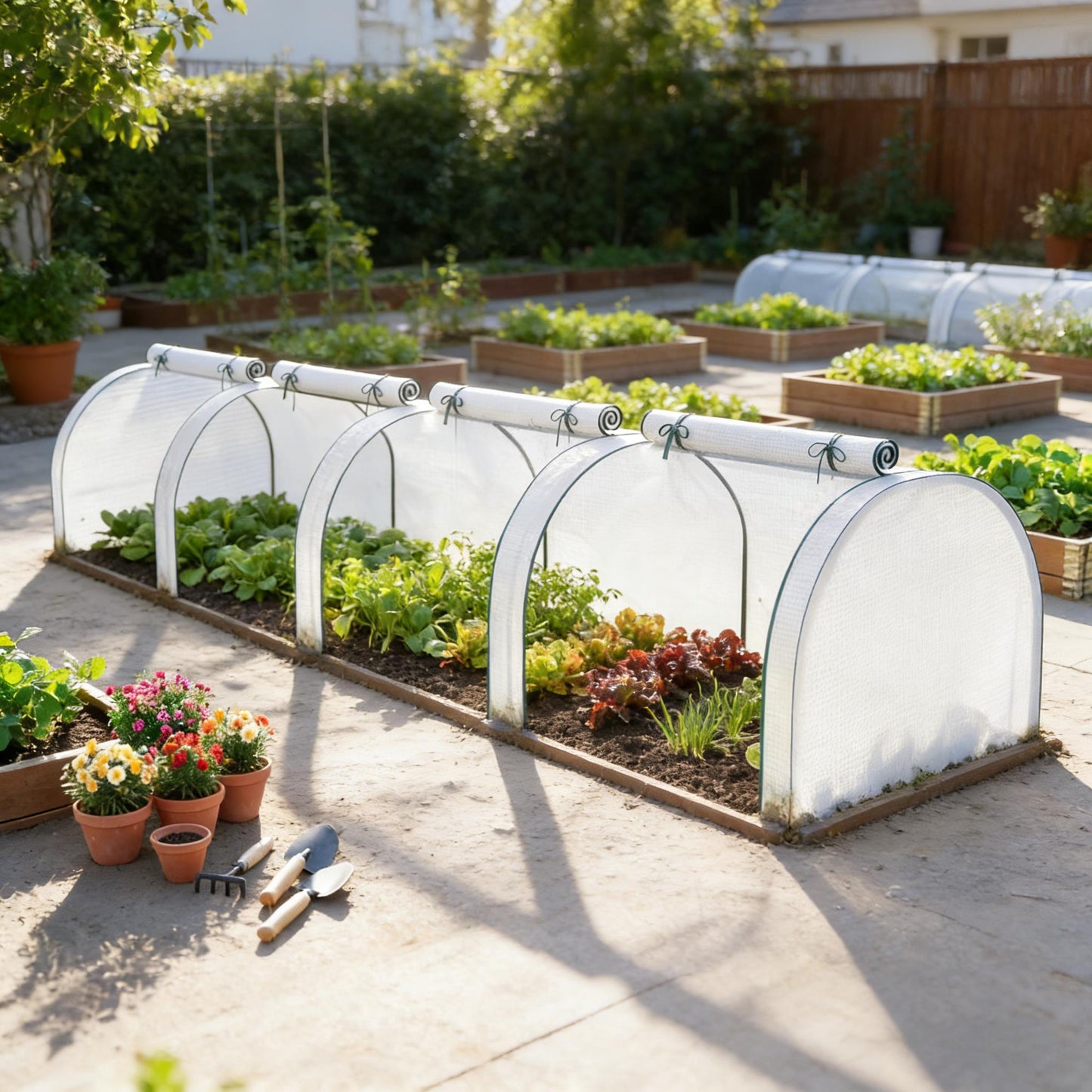 Portable Mini Greenhouse with Roll-Up Zipper Doors - Dark Green & White