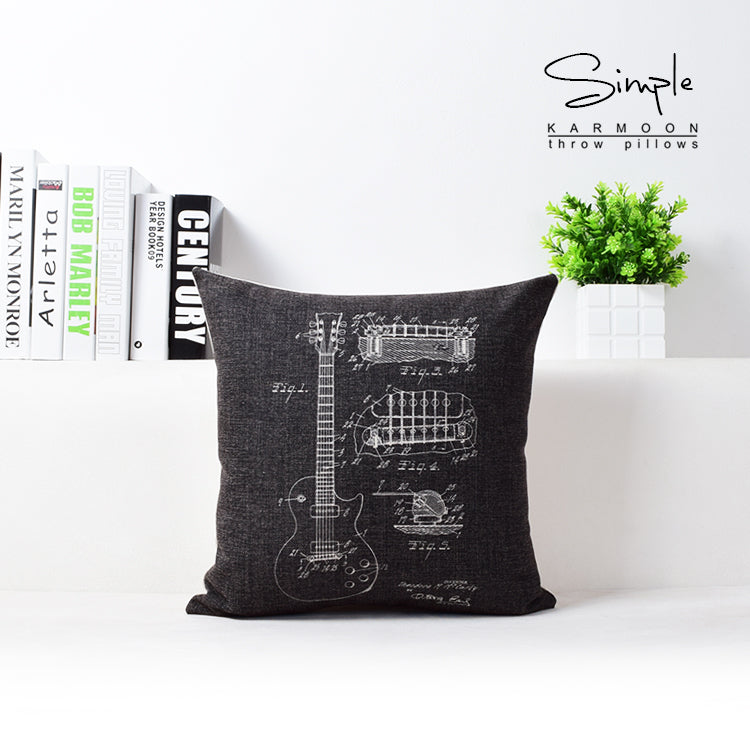Vintage Camera Bicycle Cushion Cover - Cotton Linen Pillowcase, 43x43cm