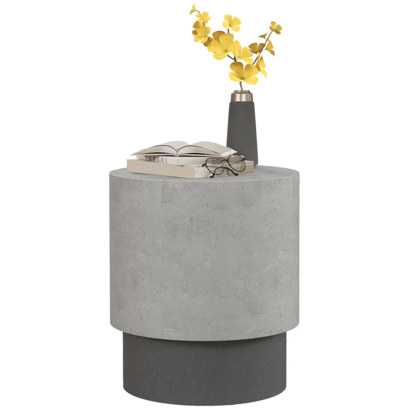 Round Lightweight Accent Table with Concrete Finish - Gray