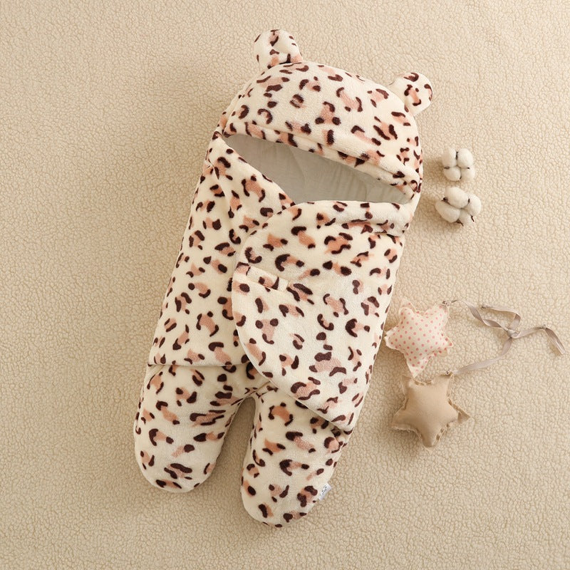 Baby Sleeping Bag with Cartoon Prints, Thick Flannel Swaddle for Newborns