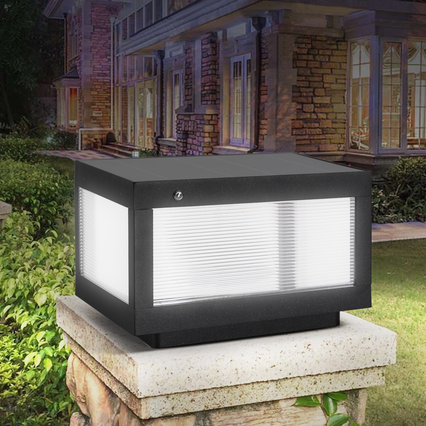 Solar Powered LED Post Cap Light - Modern Outdoor Fence Light