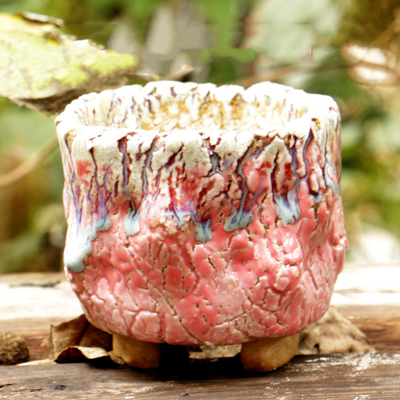 Creative Ceramic Flowerpot with Hand-Controlled Bursting Flow Glaze