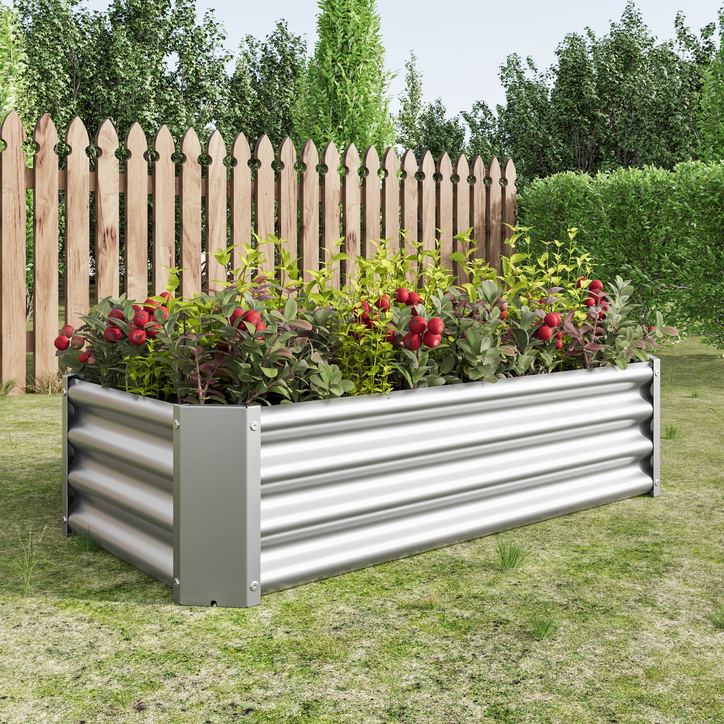 Metal Raised Garden Bed - 2PCS Silver 4ft x 2ft x 1ft Planter