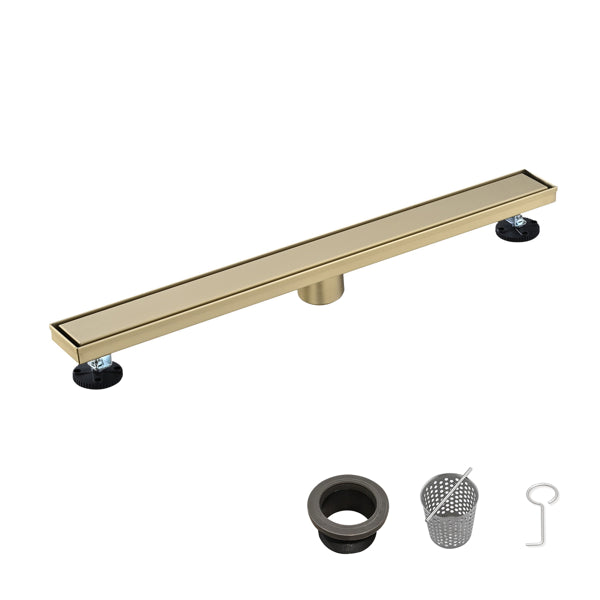 28-Inch Stainless Steel Shower Drain with Removable Cover & Hair Strainer
