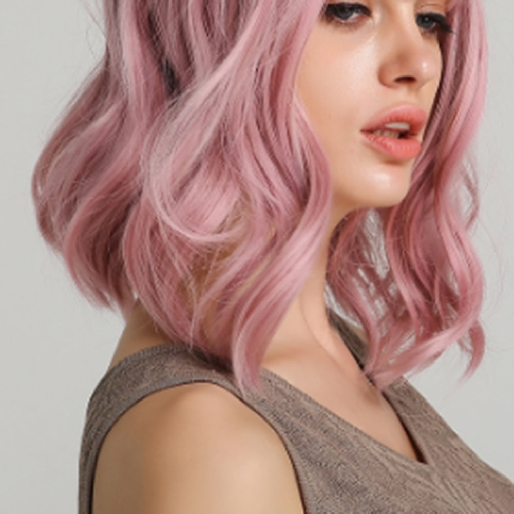 Short Pastel Wavy Bob Wig - Synthetic Curly Cosplay Hair