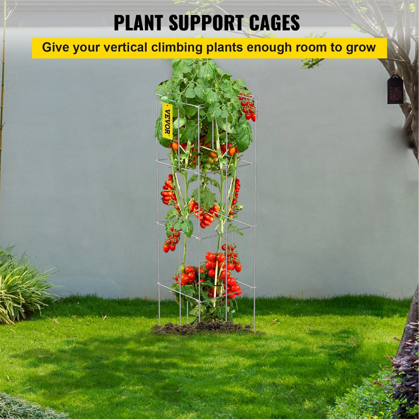 Garden Plant Support Cages 11.8x11.8x46.1 Inches, 10 Pack Green Steel Tomato Trellis