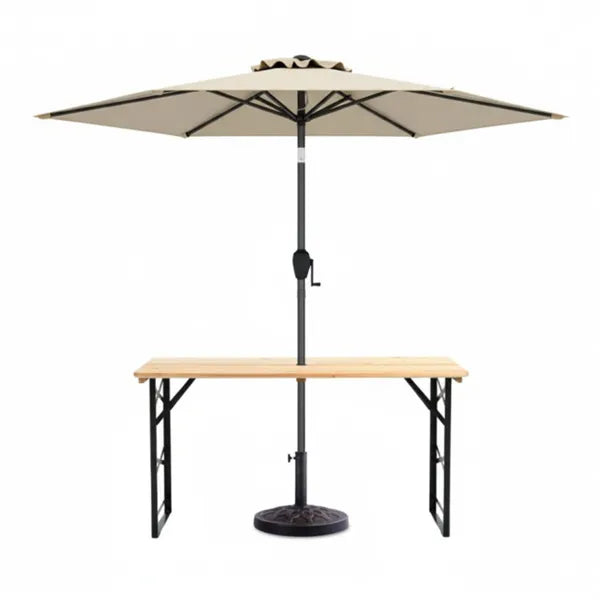 3-Piece Patio Picnic Set with 7.5ft Umbrella & Resin Base