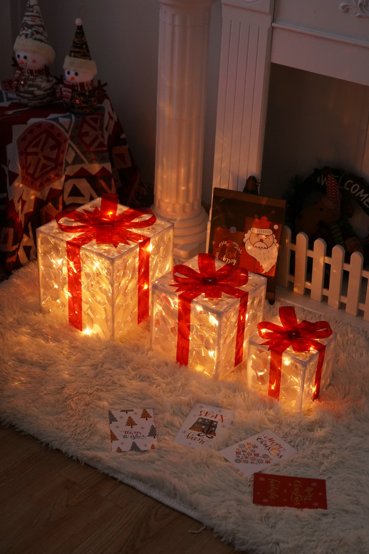 Remote Control Christmas Gift Box Lights - Holiday Decorative LED Set