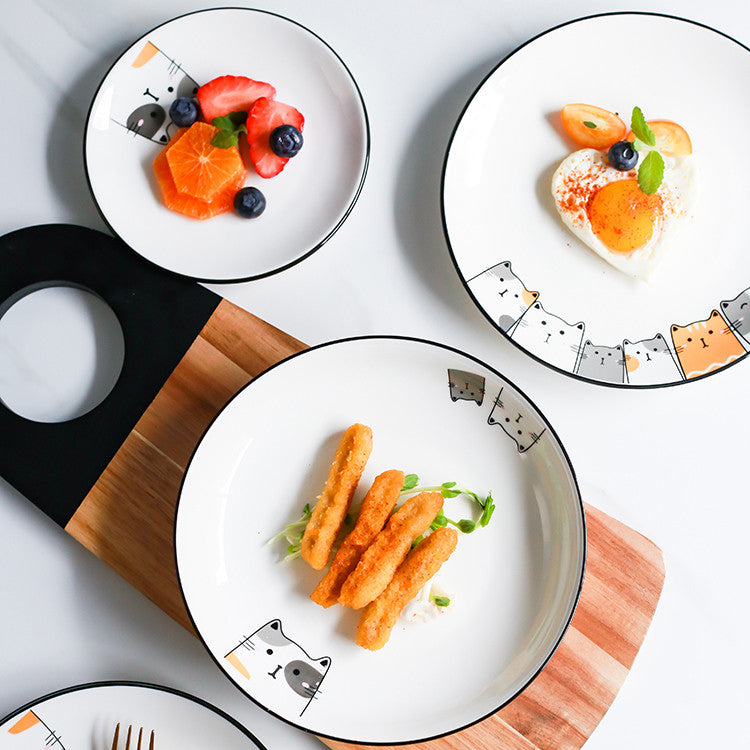 Ceramic Deep Plate Set for Kitchen & Dining - Nordic Style, 8-8.5 Inch