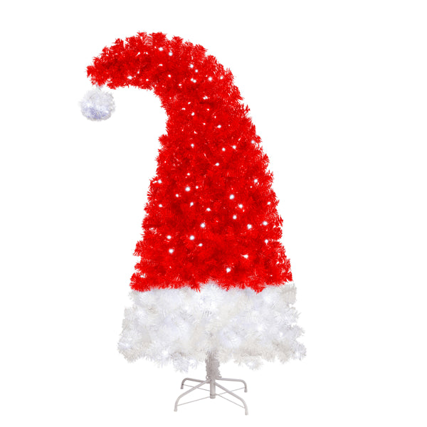 6FT Artificial Christmas Tree with LED Lights - Santa Hat Shape