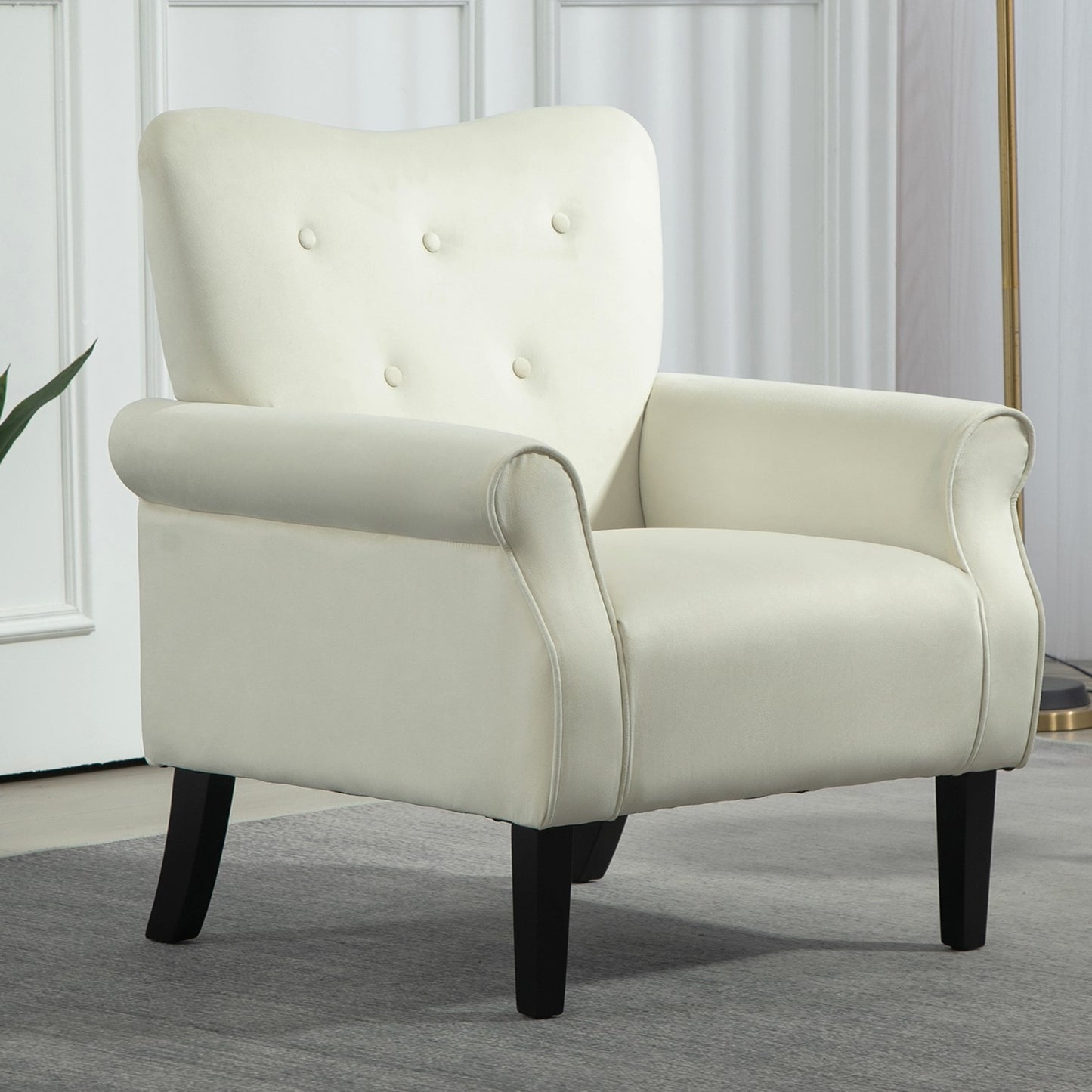 Mid-Century Modern Wingback Accent Chair, Upholstered Fabric Armchair