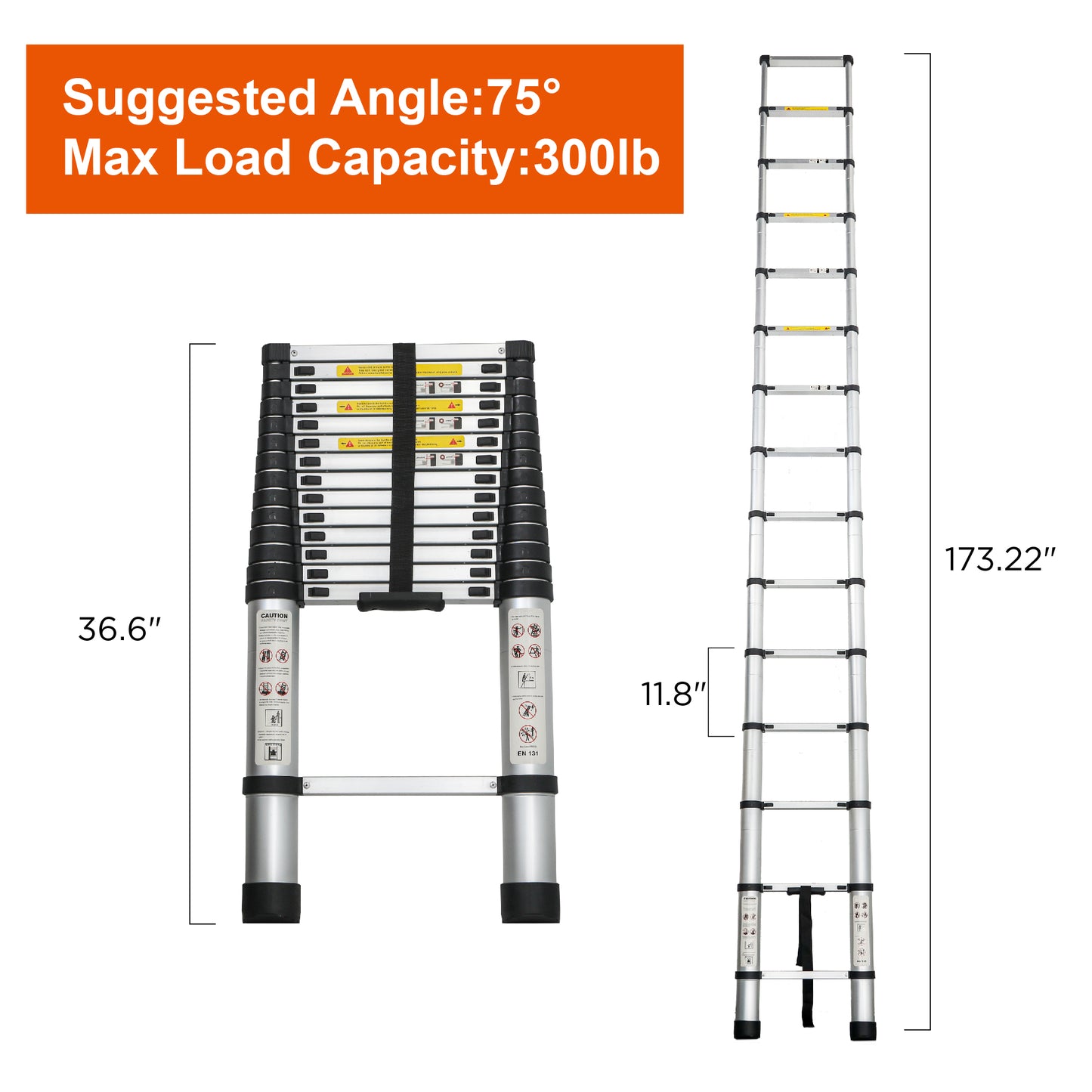 14.5-Inch Aluminum Telescoping Ladder for Outdoor Work - Heavy Duty & Lightweight