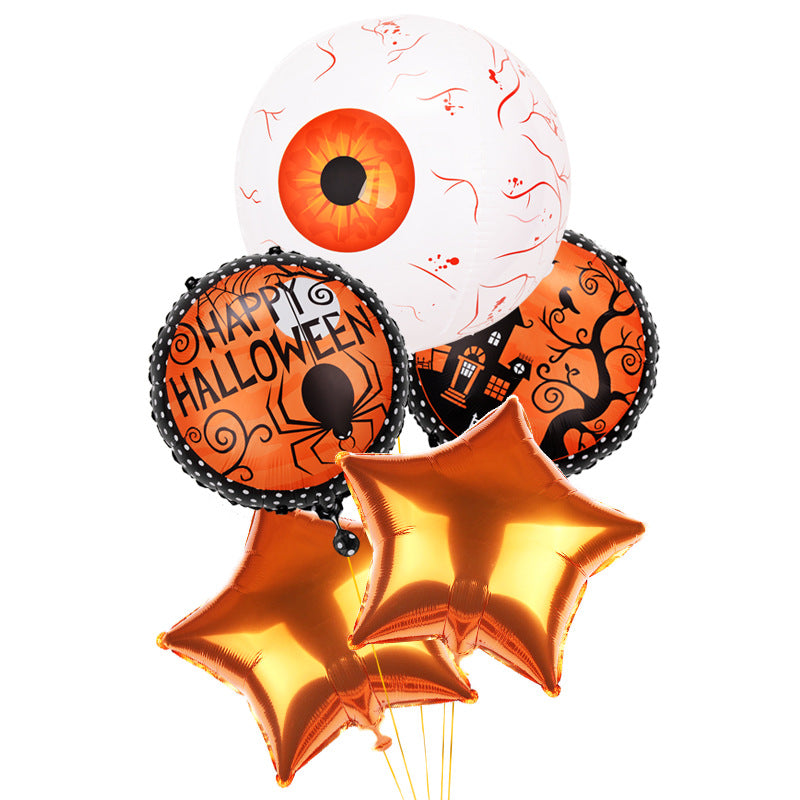 Halloween Themed Aluminum Film Balloons - 5-Piece Set for Parties & Decorations