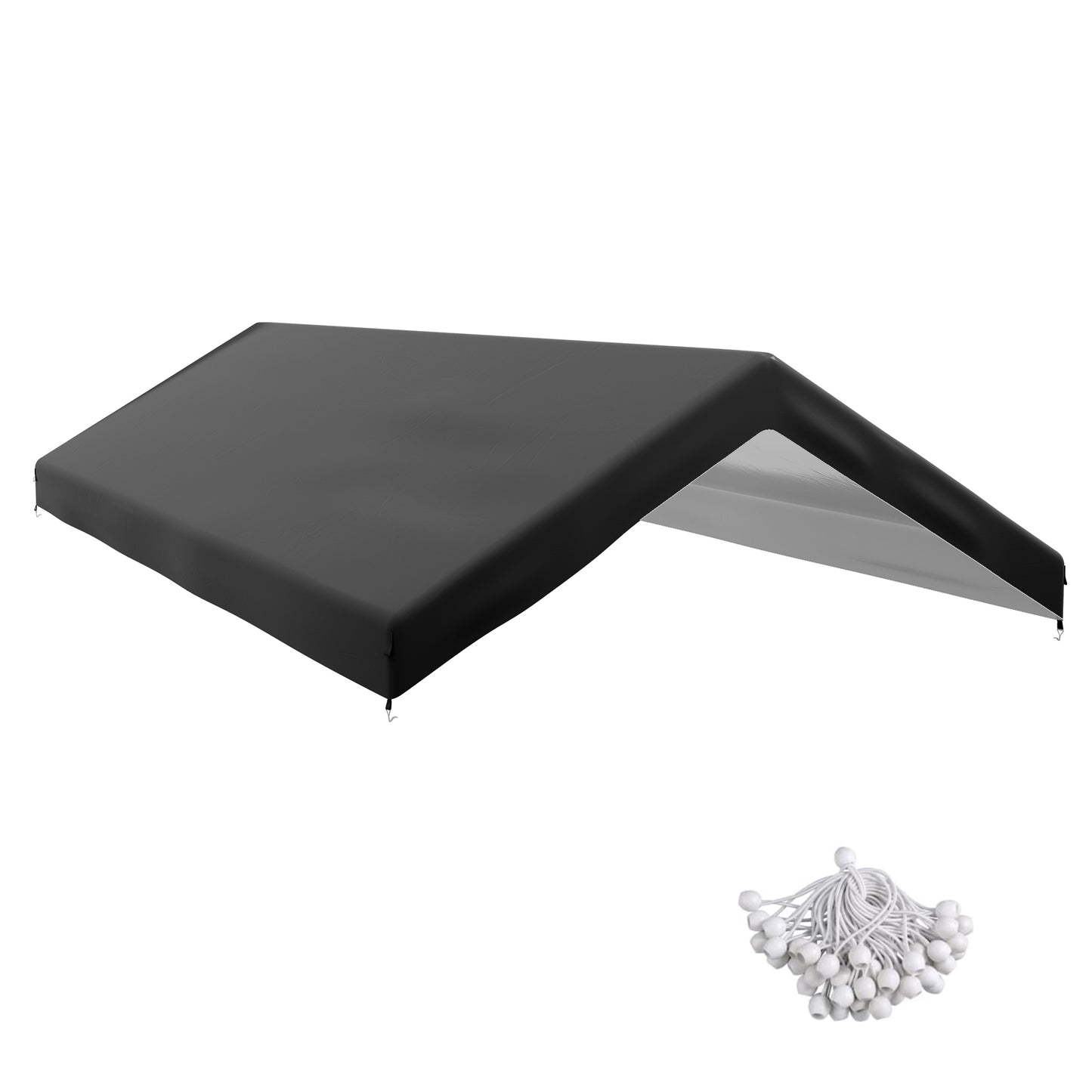 19.7' x 9.7' Carport Canopy Replacement Cover with Bungee Cords - Dark Gray