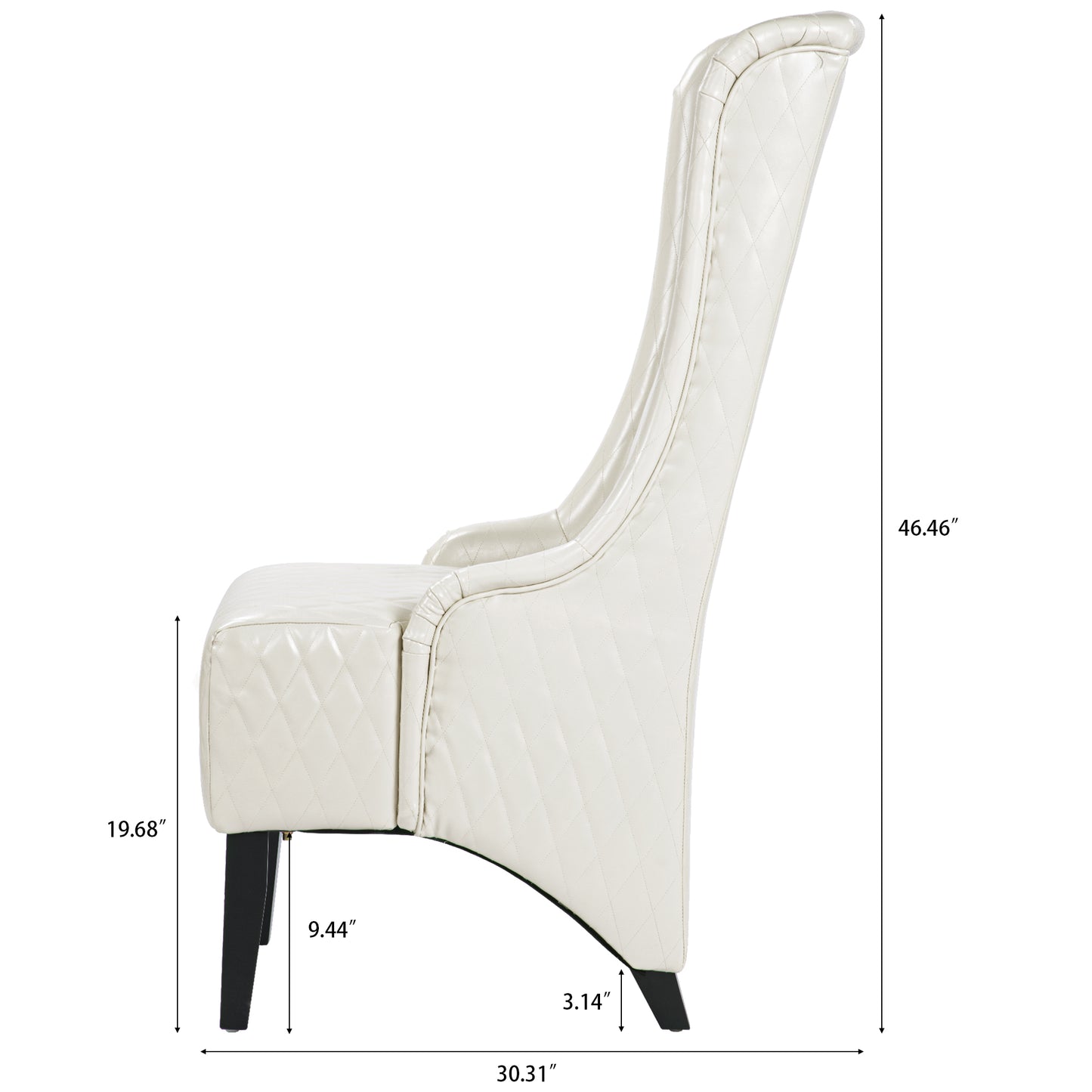 High-Back Faux Leather Accent Chair - White Wingback Design