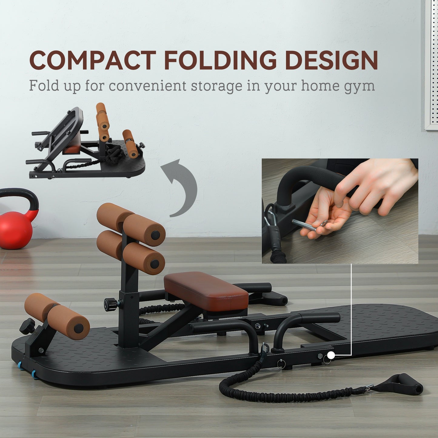 Foldable Hip Thrust & Sissy Squat Machine - Black