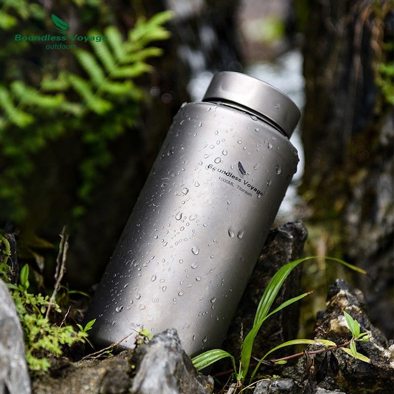 Titanium Outdoor Water Bottle 1L Lightweight Portable Camping Hydration Flask