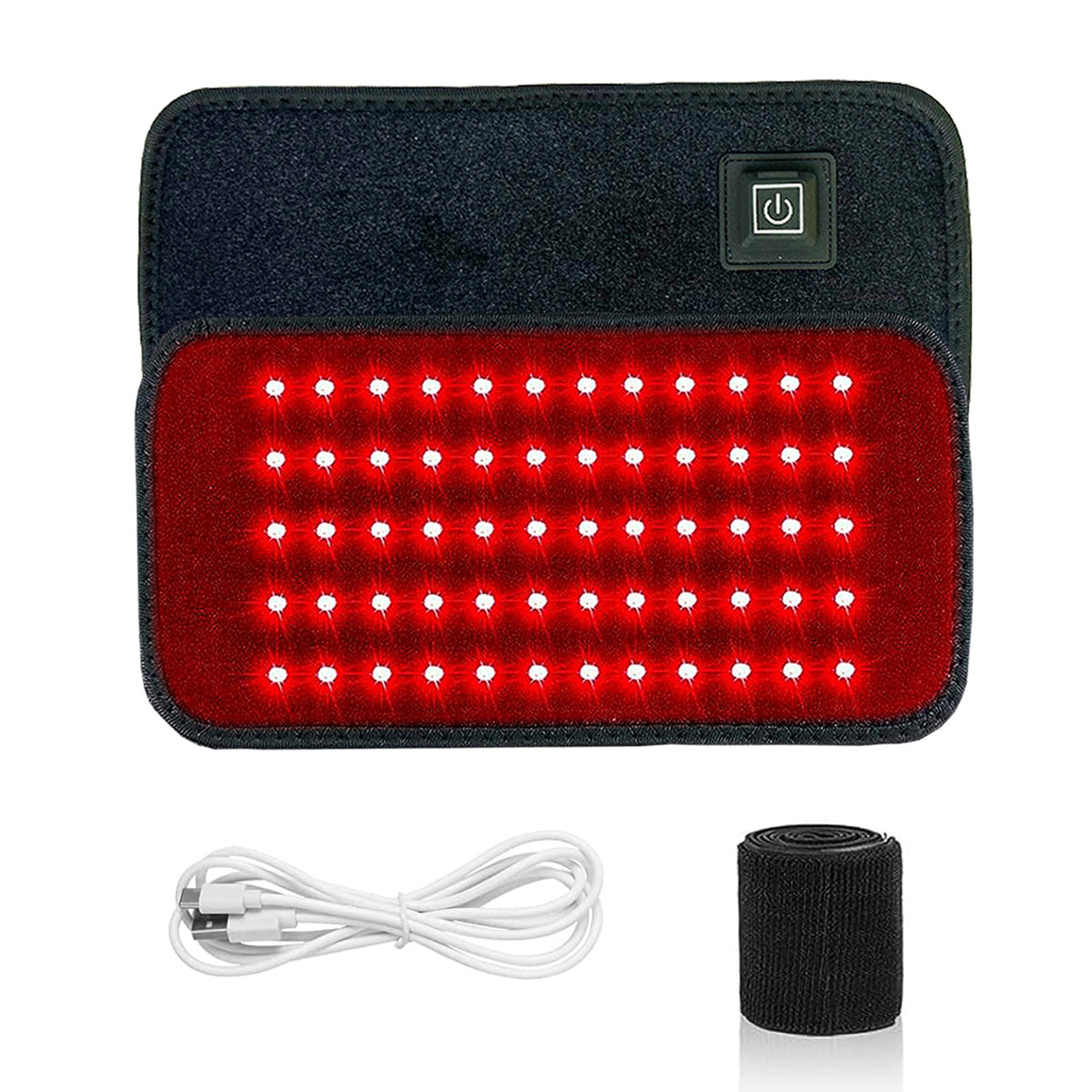 LED Red Light Heating Waist Belt - Black