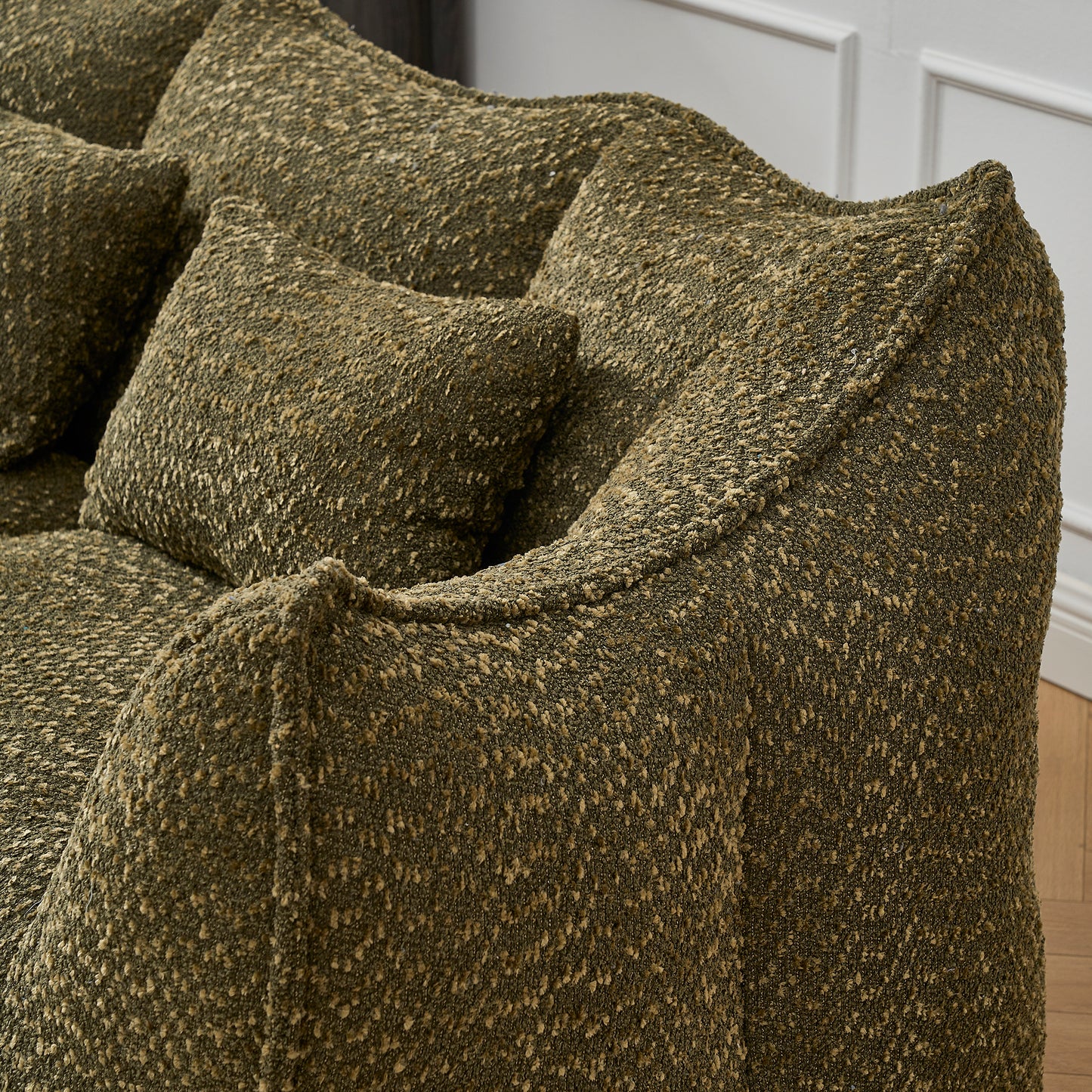 Comfortable Square Bean Bag Chair - Olive Green, Foam Core for 2