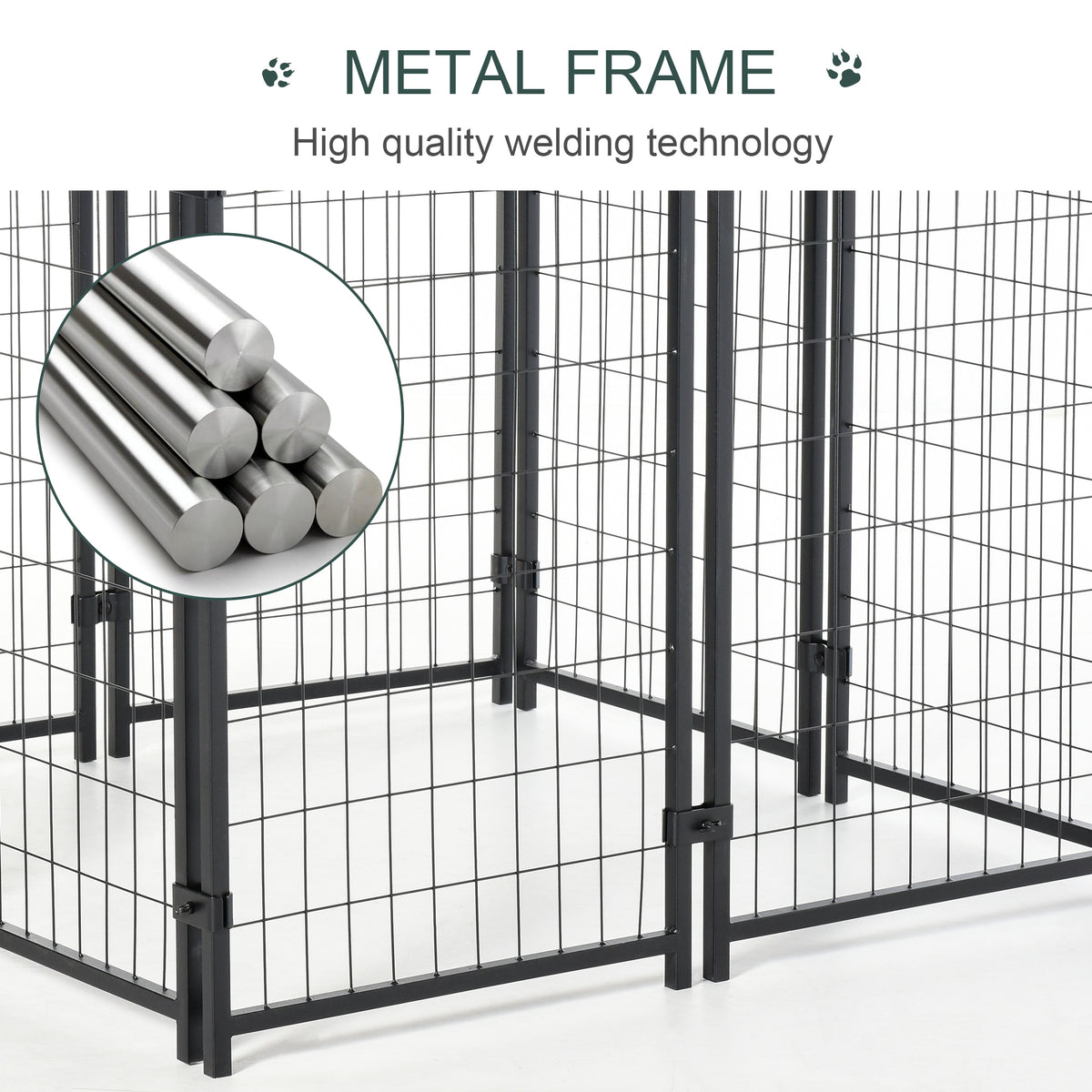 Heavy Duty Outdoor Dog Kennel with Roof, UV-Resistant Waterproof Cover, Large Enclosure for Large Dogs