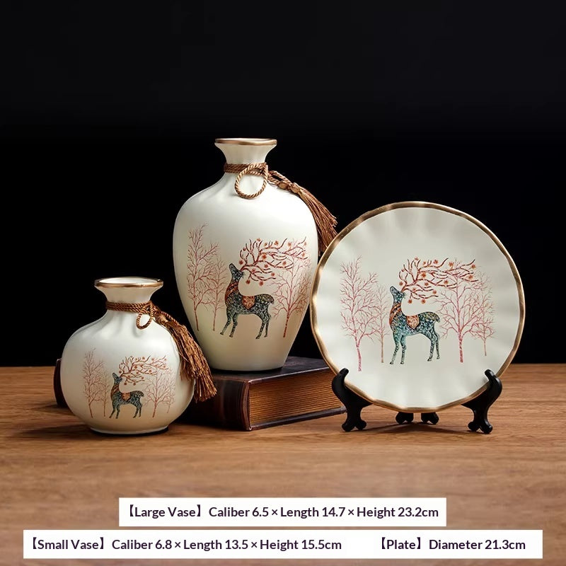 European-Style Ceramic Vase Decor Set - Modern Minimalist Home Accent