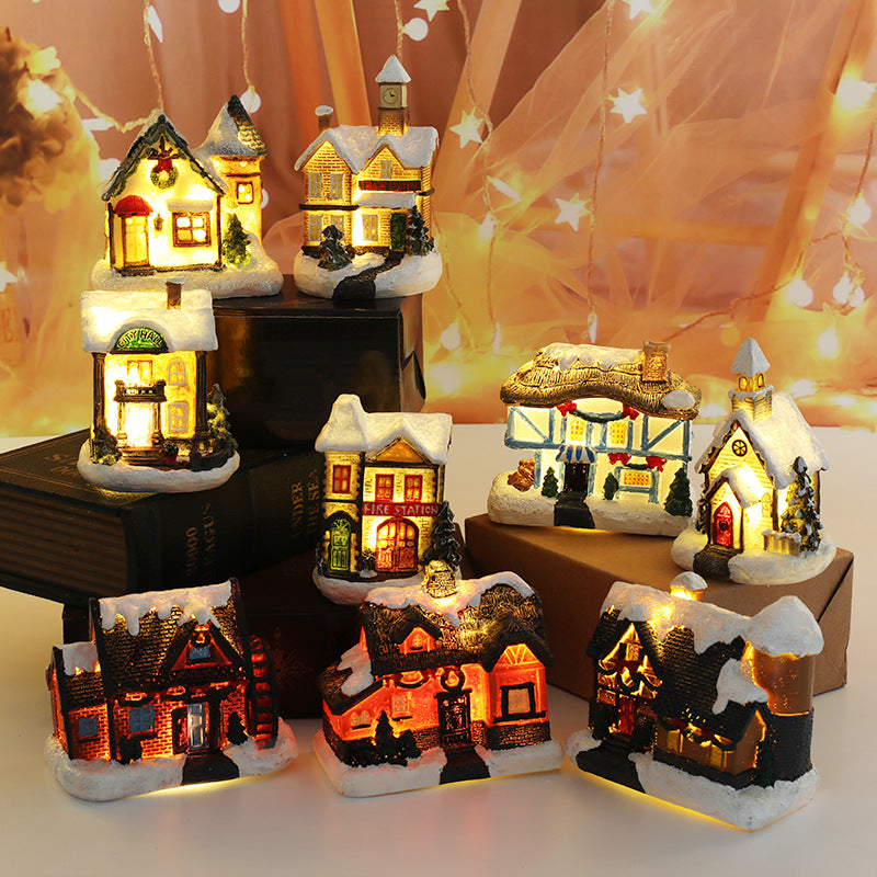 Christmas Small House Micro Landscape Resin Decorations - Festive Holiday Decor