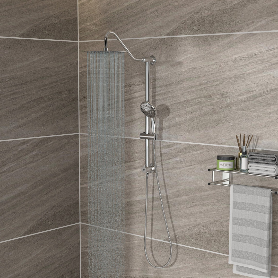 10-Inch Round Shower Set with Hand Shower - Chrome Dual Heads