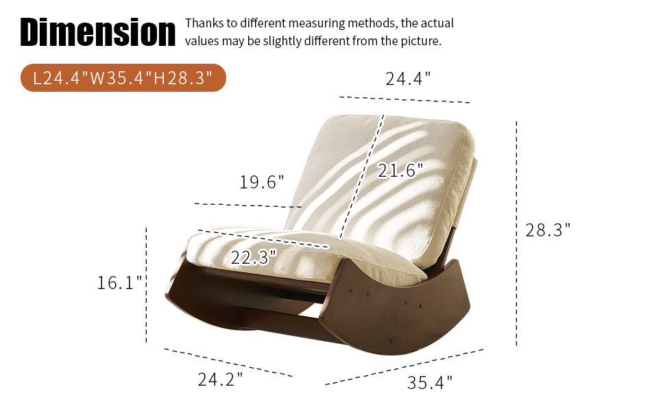 Comfortable White Glider Rocking Chair - Solid Wood Frame