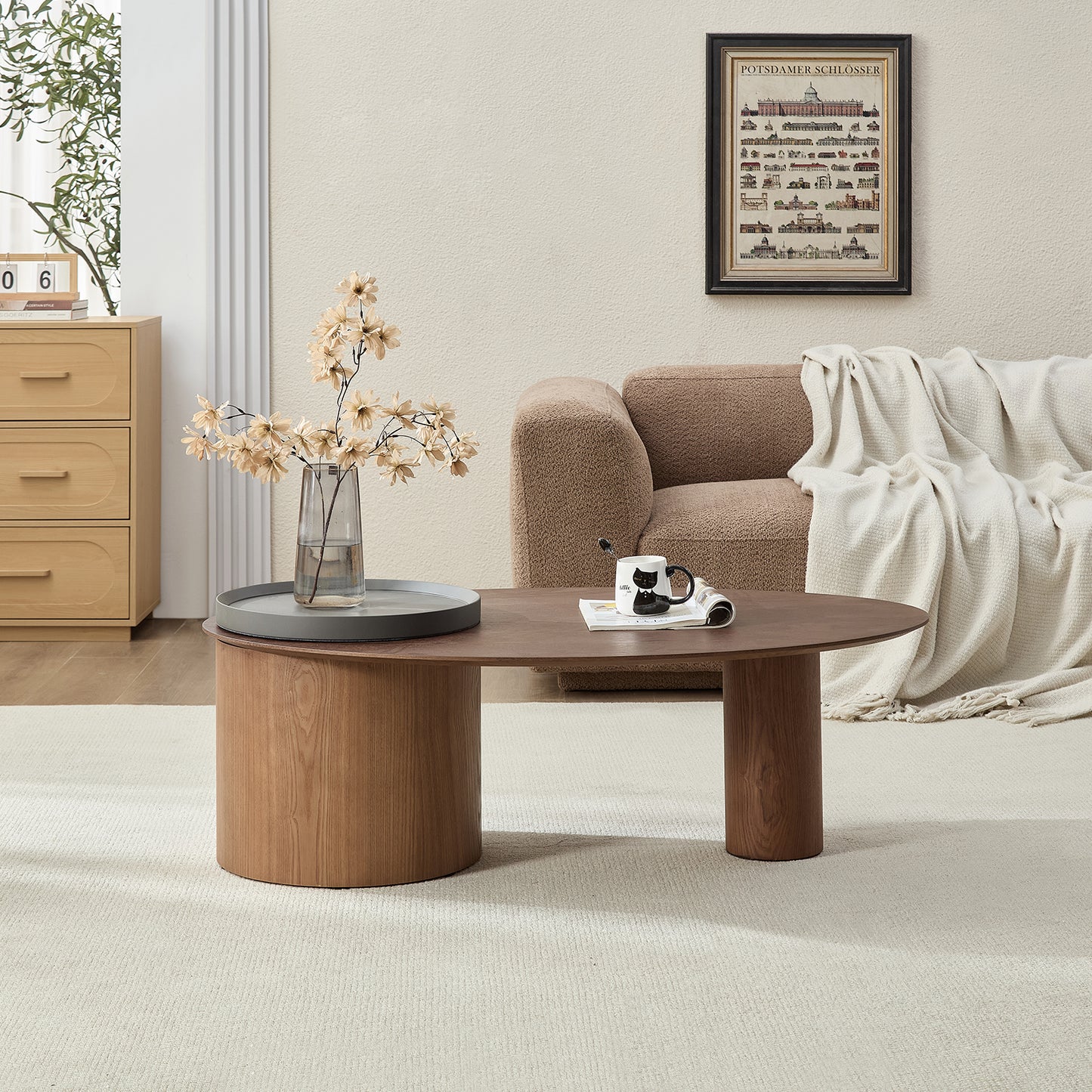 Modern Oval Luxury Coffee Table, Sophisticated Living Room Center