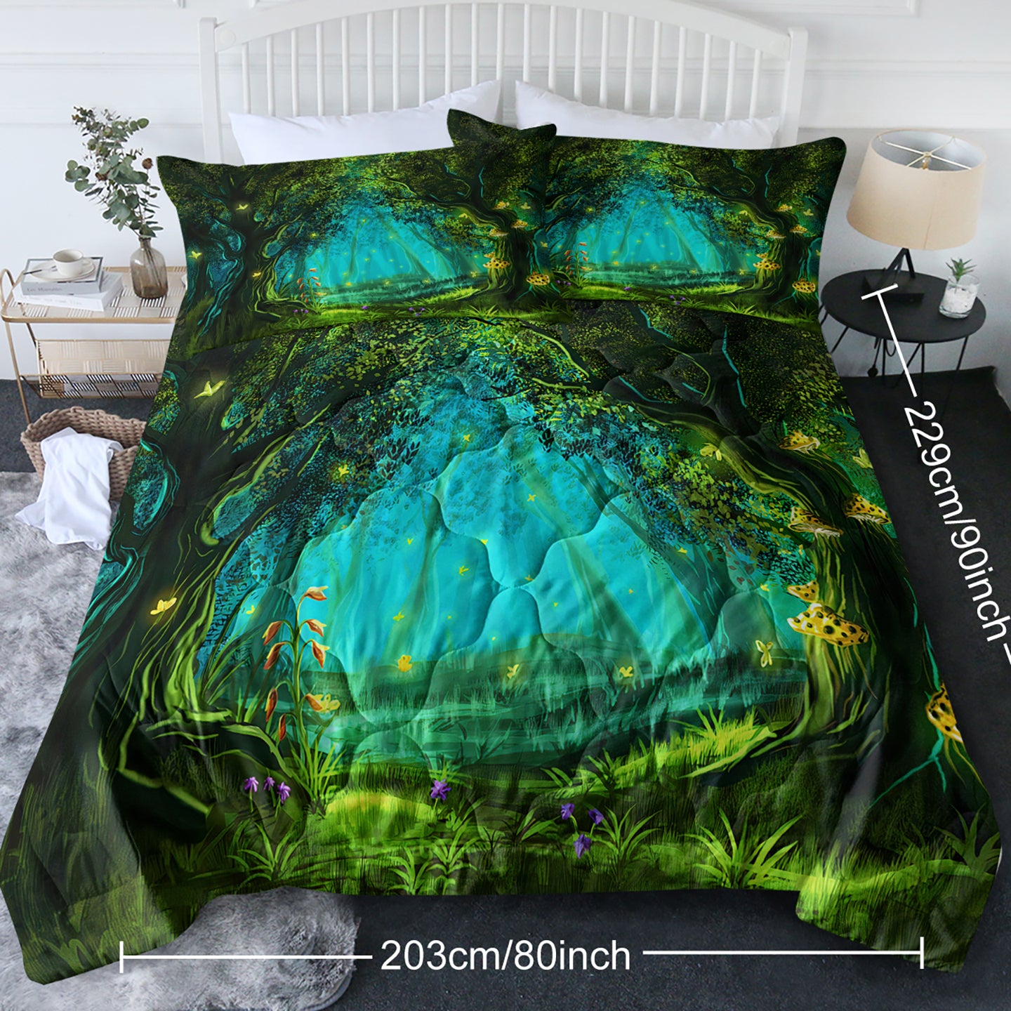 Green Comforter Set - 3-Piece Bedding Set with Shams