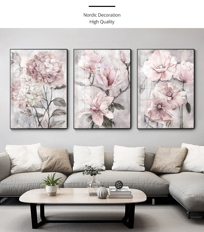 Flower Wall Art Poster Set Frameless Home Decor Living Room Bathroom