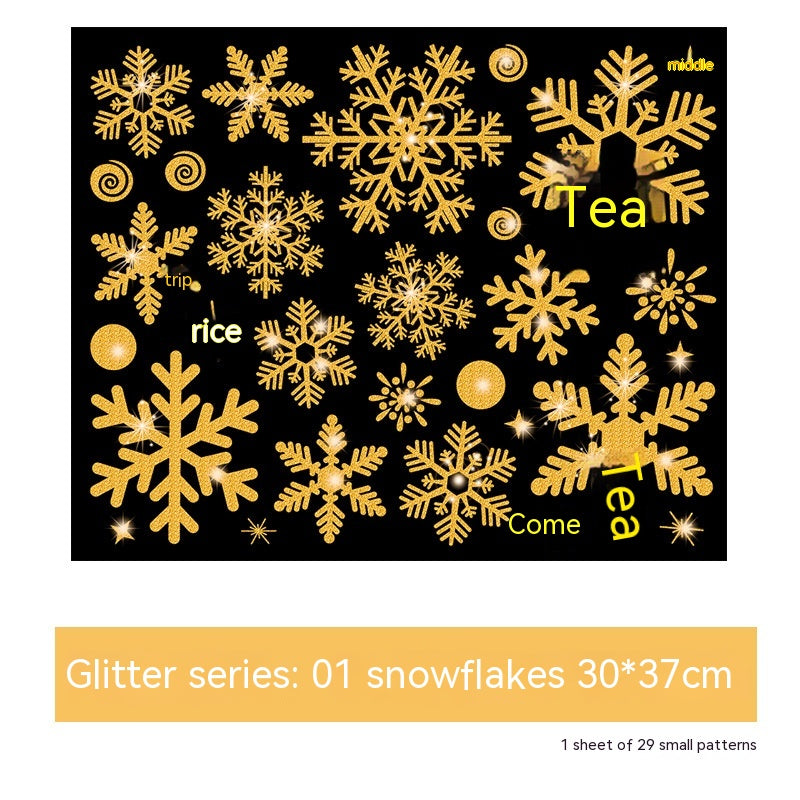 Glitter Decorative Wall Stickers Christmas Snowflake Set for Festive Wall Decor