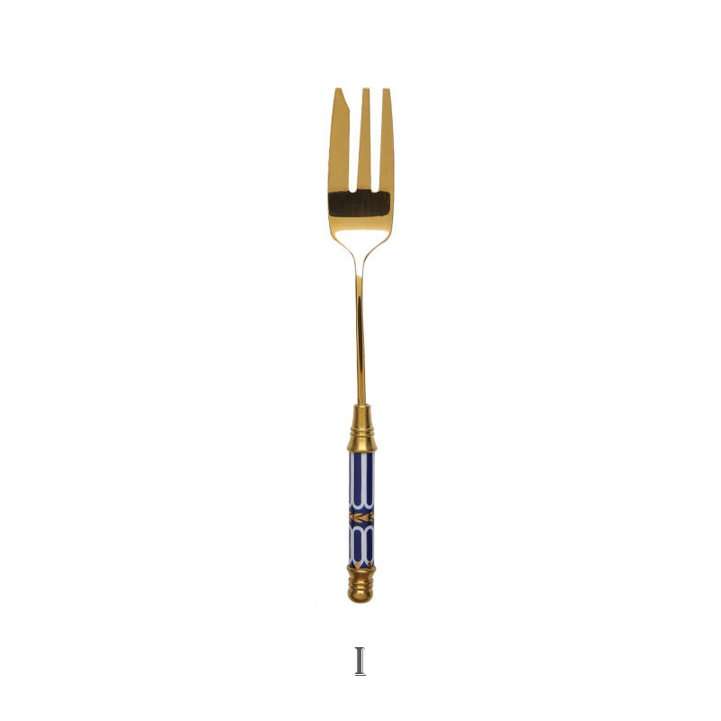 European Retro Gold-Plated Stainless Steel Dessert Spoon Set - Multiple Styles