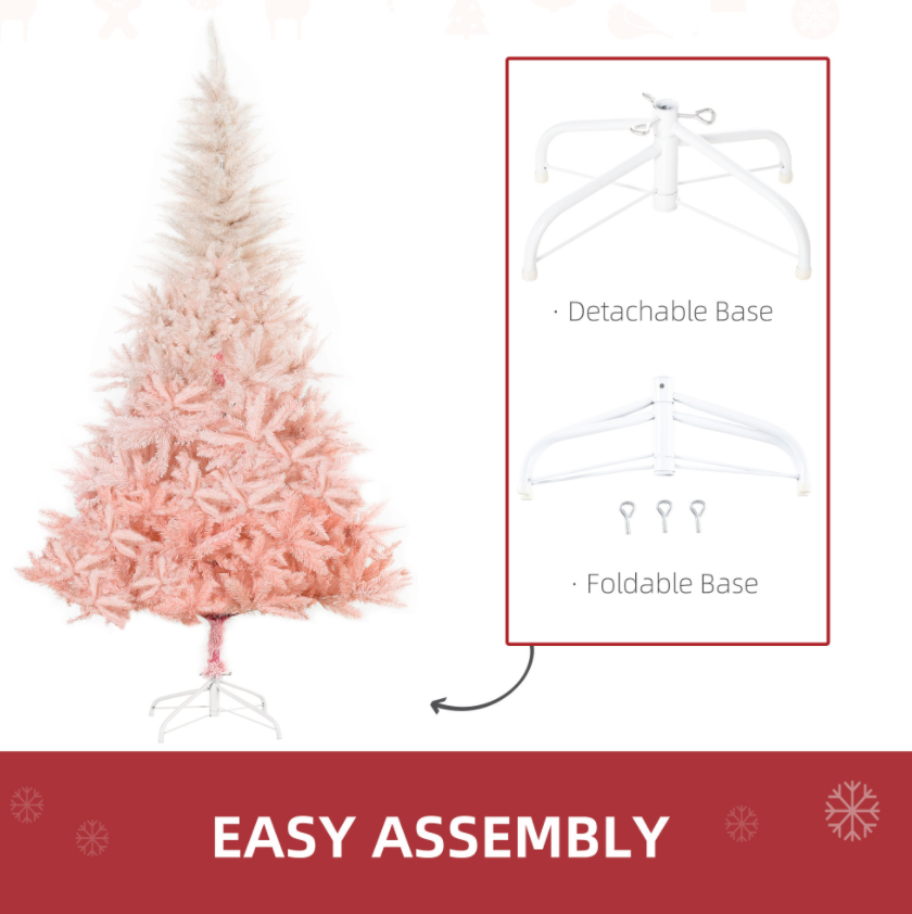 6ft Pink Unlit Spruce Artificial Christmas Tree with 800 Tips