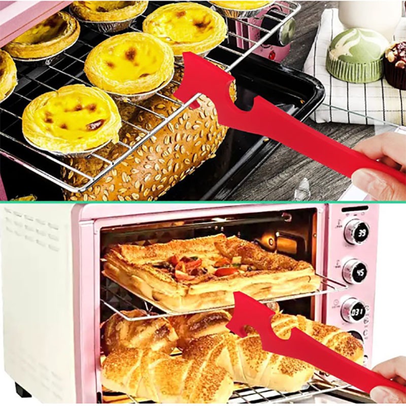 Silicone Oven Rack Push Pull Tool with Longer Handle - Set
