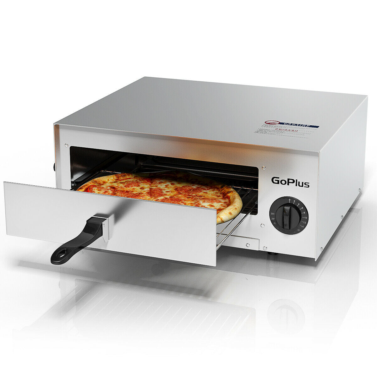 Commercial Stainless Steel Pizza Oven with Timer & Crumb Tray