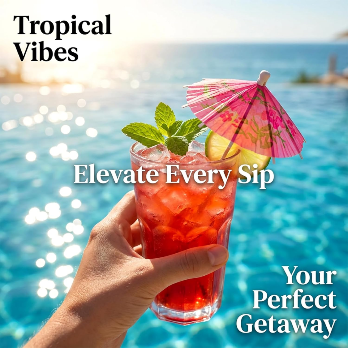 Colorful Umbrella Toothpicks - 50 Tropical Cocktail Picks