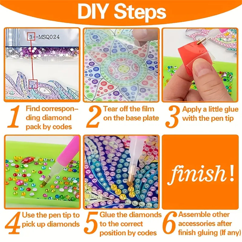 DIY Diamond Painting Keychain Dolphin Pattern Craft Kit for Beginners