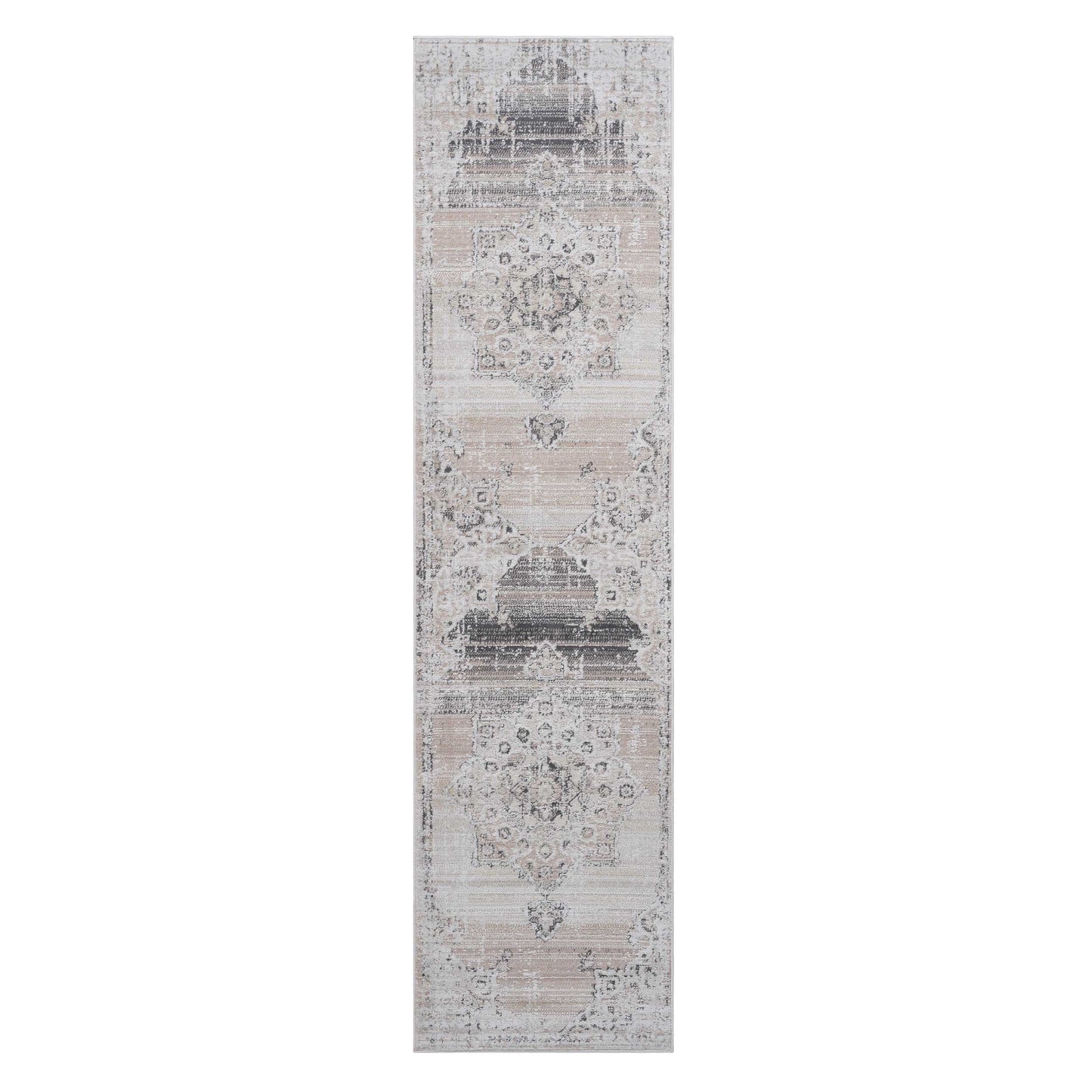 PAYAS 2X8 Cream Beige Medallion Runner Rug