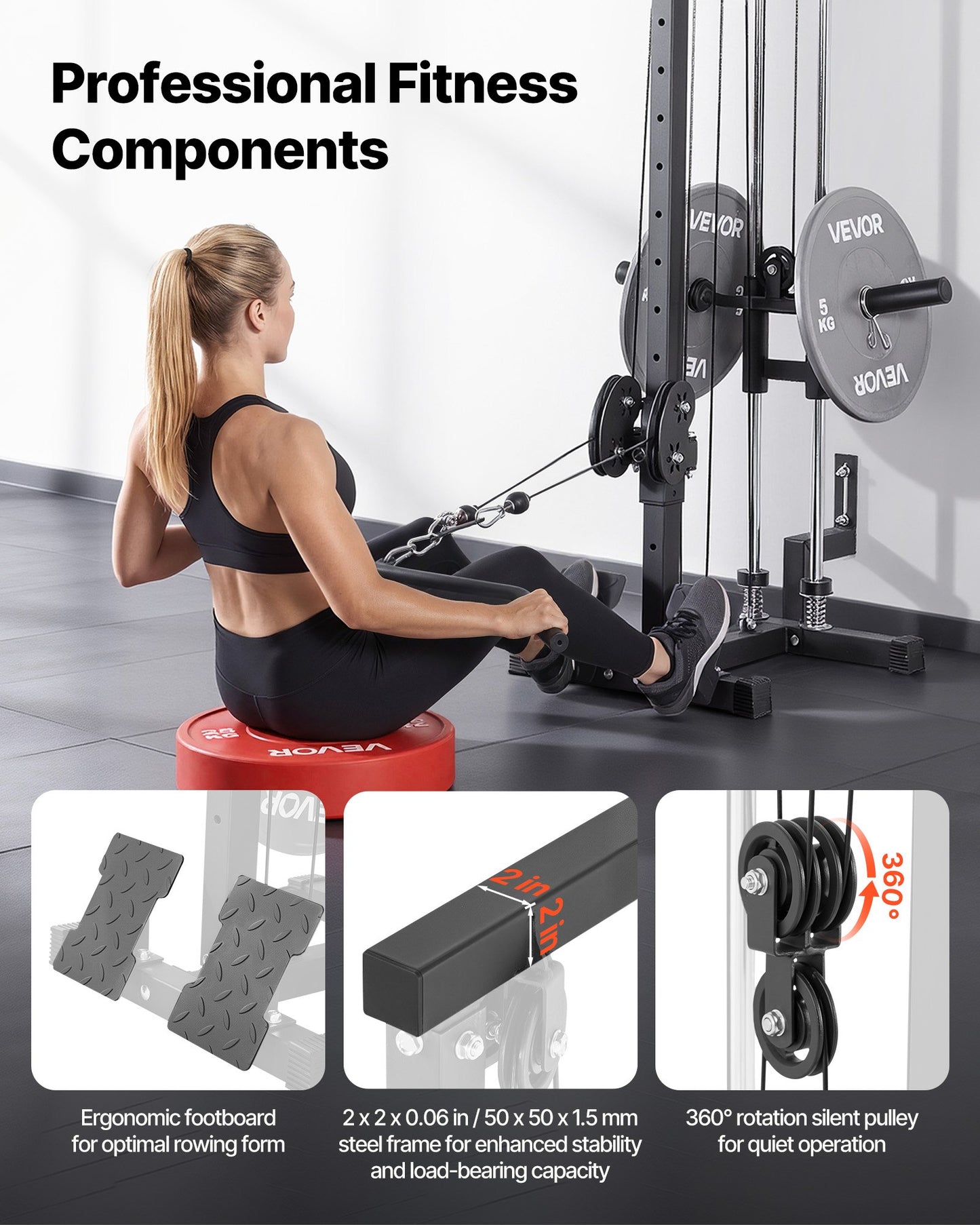 Lat Pulldown Machine 3-in-1 Cable System Home Gym Wall-Mount, 500 Lb Capacity