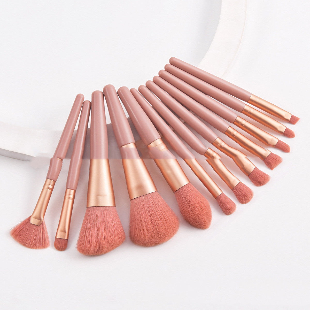 12-Piece Portable Makeup Brush Set - Travel Friendly with Multiple Colors