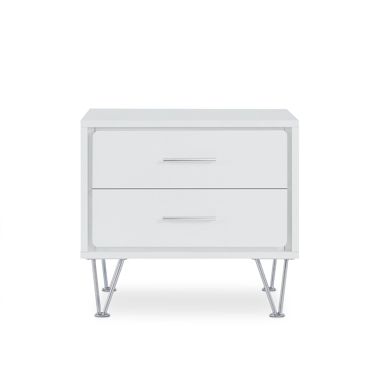 Deoss White Finish Accent Table with 2 Drawers